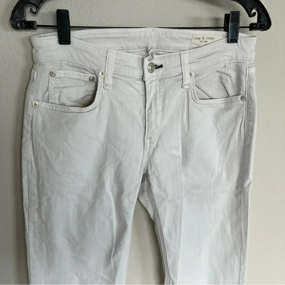 Rag & Bone Dre Low Rise Ankle Slim Boyfriend Jeans White W/ Holes Denim Women 26 - Picture 3 of 9